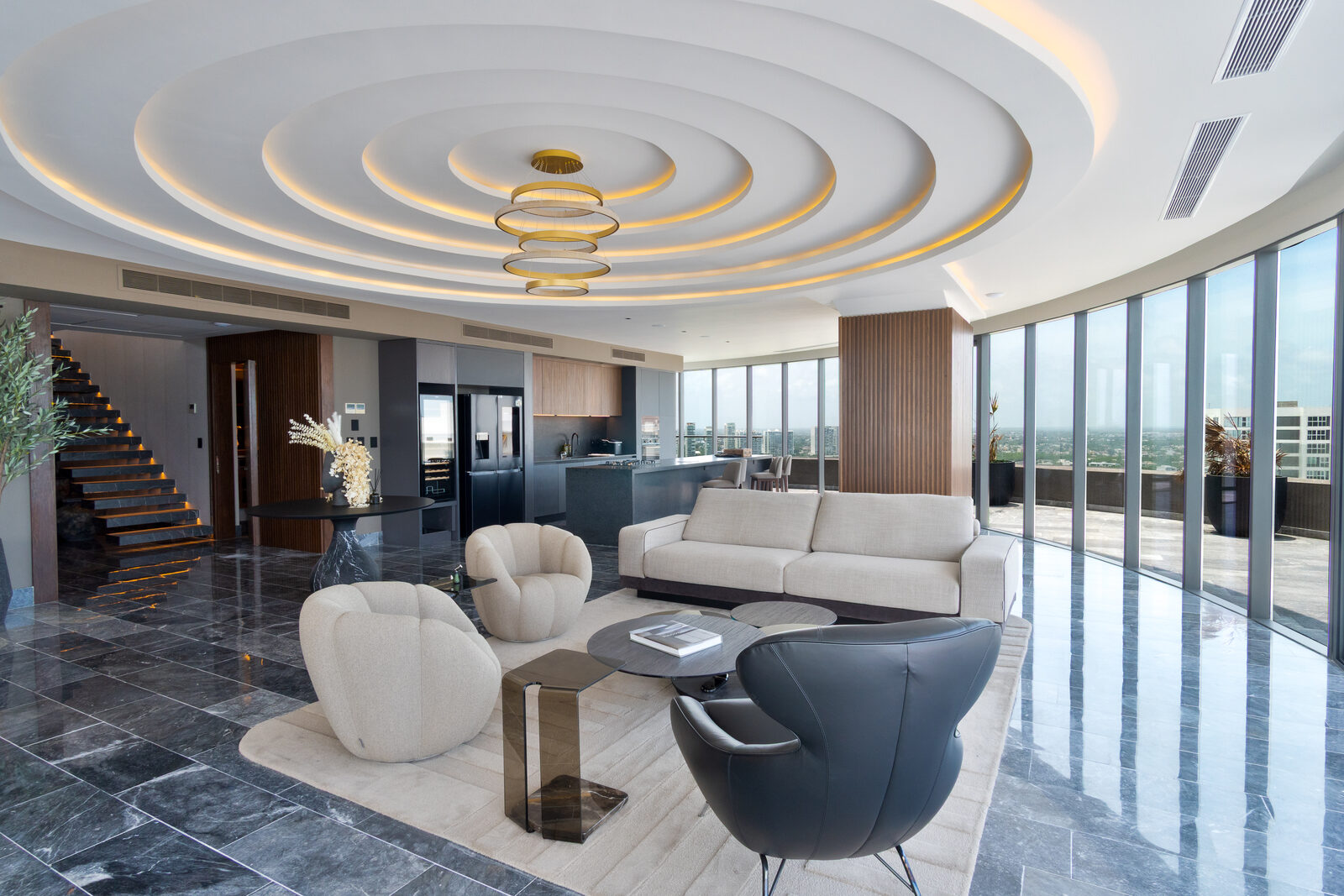 Penthouse, cocina y sala