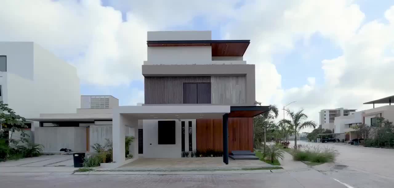 Fachada de propiedad residencial en Cancún